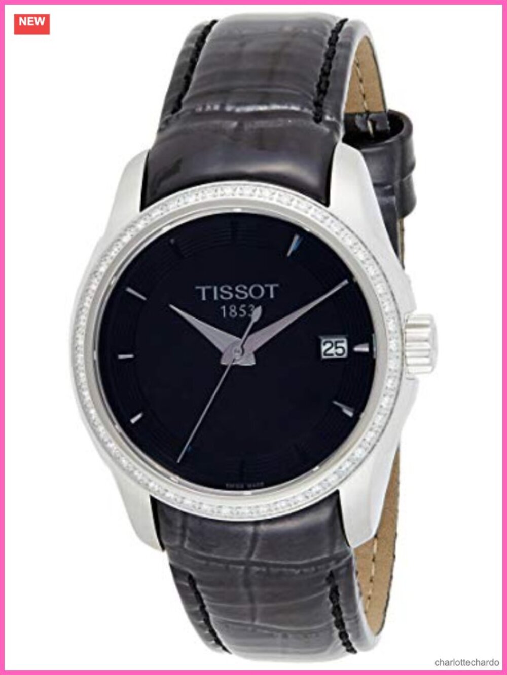 Tissot Couturier Swiss Quartz 32mm Diamond Crystal Leather Watch